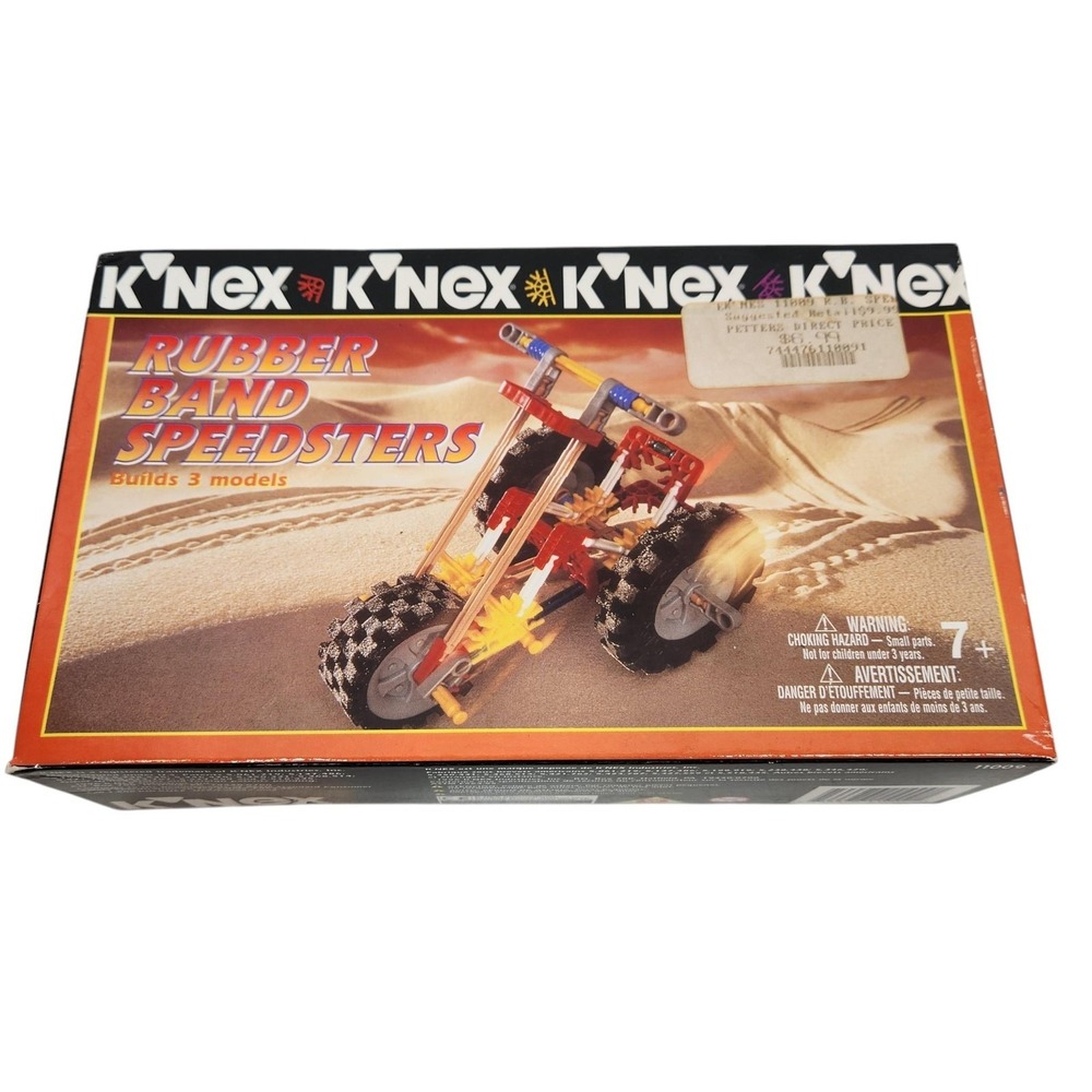 Vintage 1996 K'NEX KINEX Rubber Band Speedsters Building Set Age 7+ Racing Toy